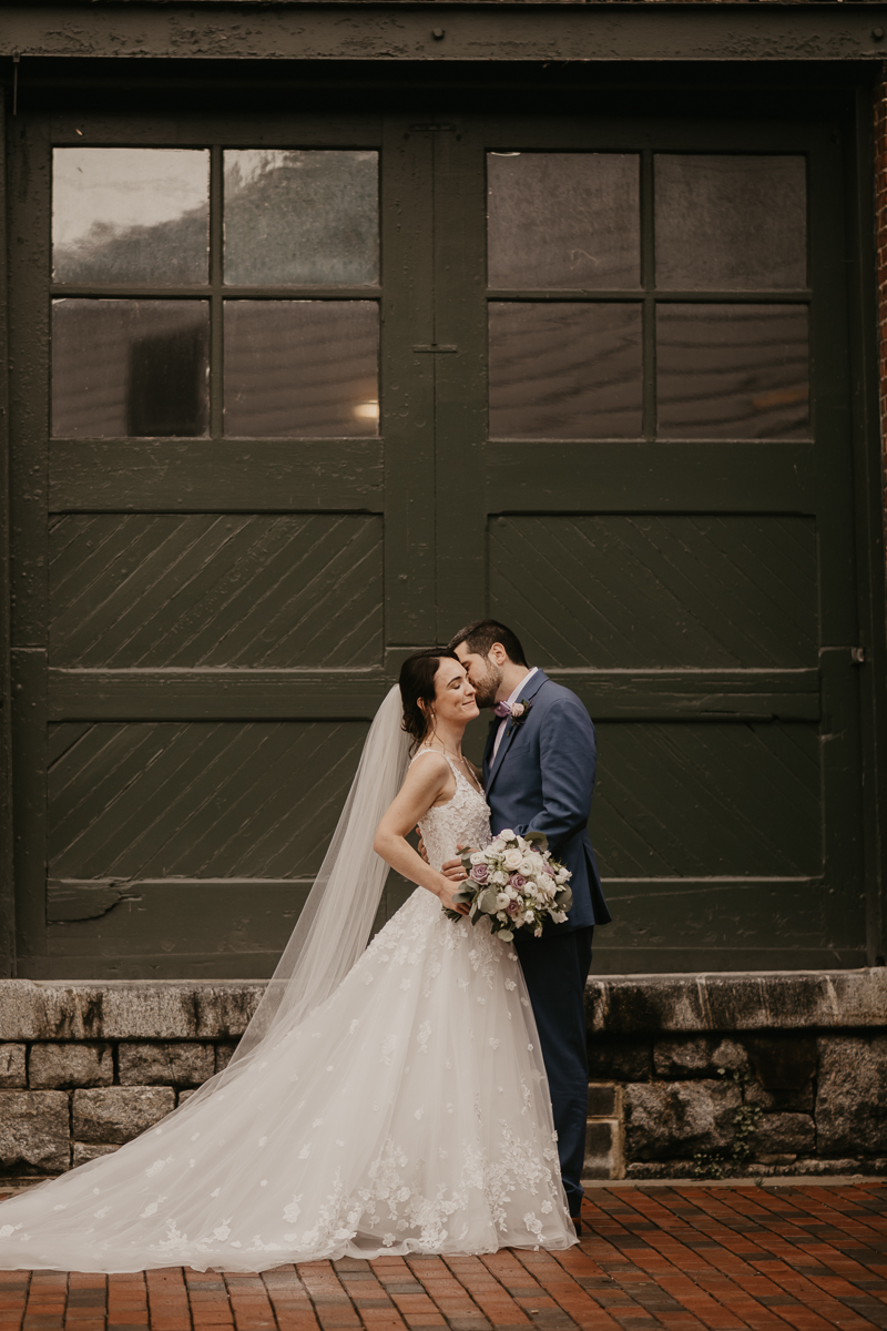 Stunning bride and groom wedding portraits at Main Street Ballroom in Ellicott City, Maryland by Britney Clause Photography