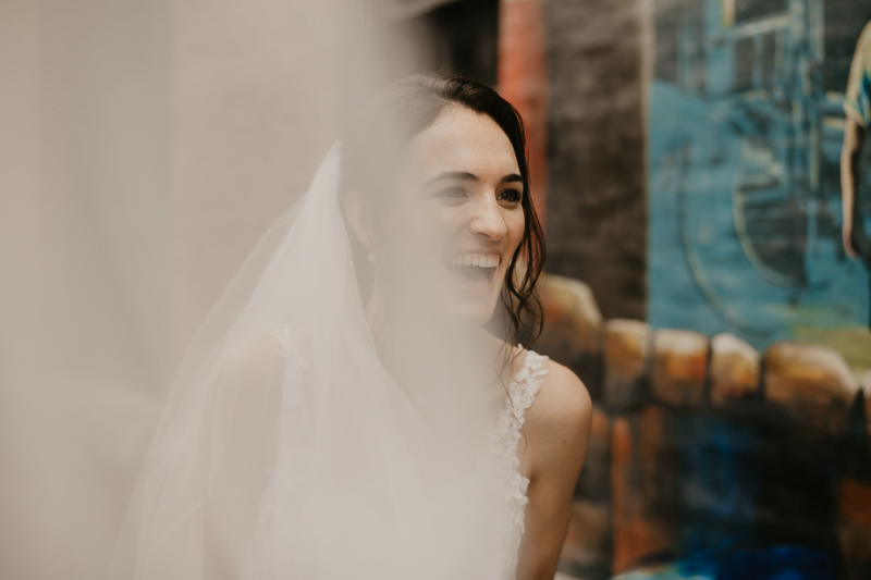 Stunning bride and groom wedding portraits at Main Street Ballroom in Ellicott City, Maryland by Britney Clause Photography