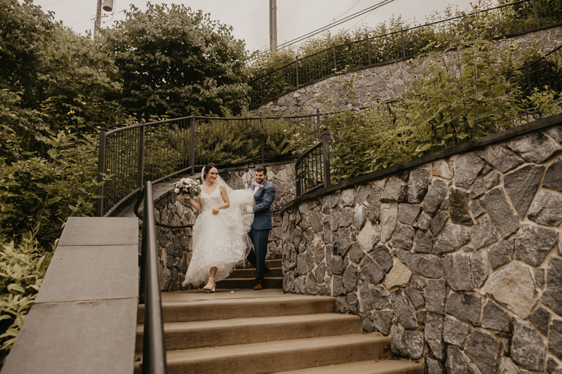 Stunning bride and groom wedding portraits at Main Street Ballroom in Ellicott City, Maryland by Britney Clause Photography