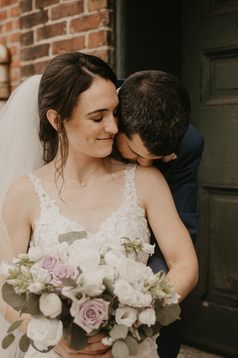 Stunning bride and groom wedding portraits at Main Street Ballroom in Ellicott City, Maryland by Britney Clause Photography