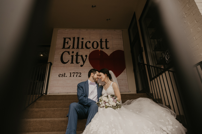 Stunning bride and groom wedding portraits at Main Street Ballroom in Ellicott City, Maryland by Britney Clause Photography