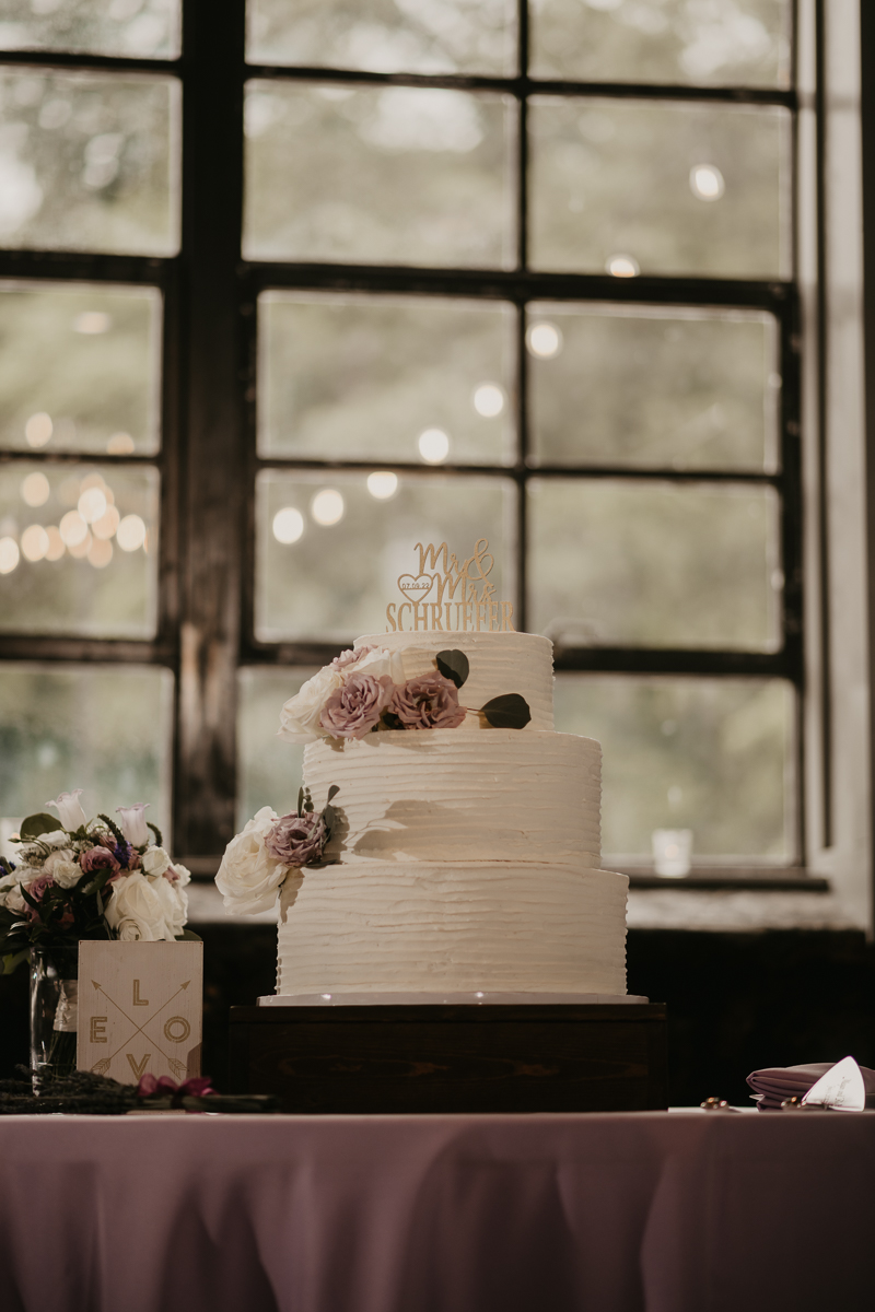 Delicious wedding cake by Anna's Sweet Creations at Main Street Ballroom in Ellicott City, Maryland by Britney Clause Photography