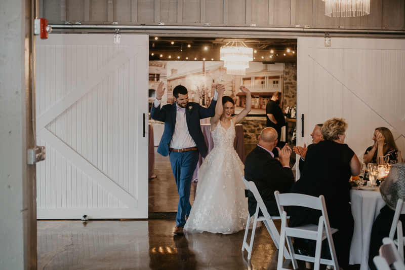 An exciting evening wedding reception by DJ Drew Albins from BMore for the Record at Main Street Ballroom in Ellicott City, Maryland by Britney Clause Photography