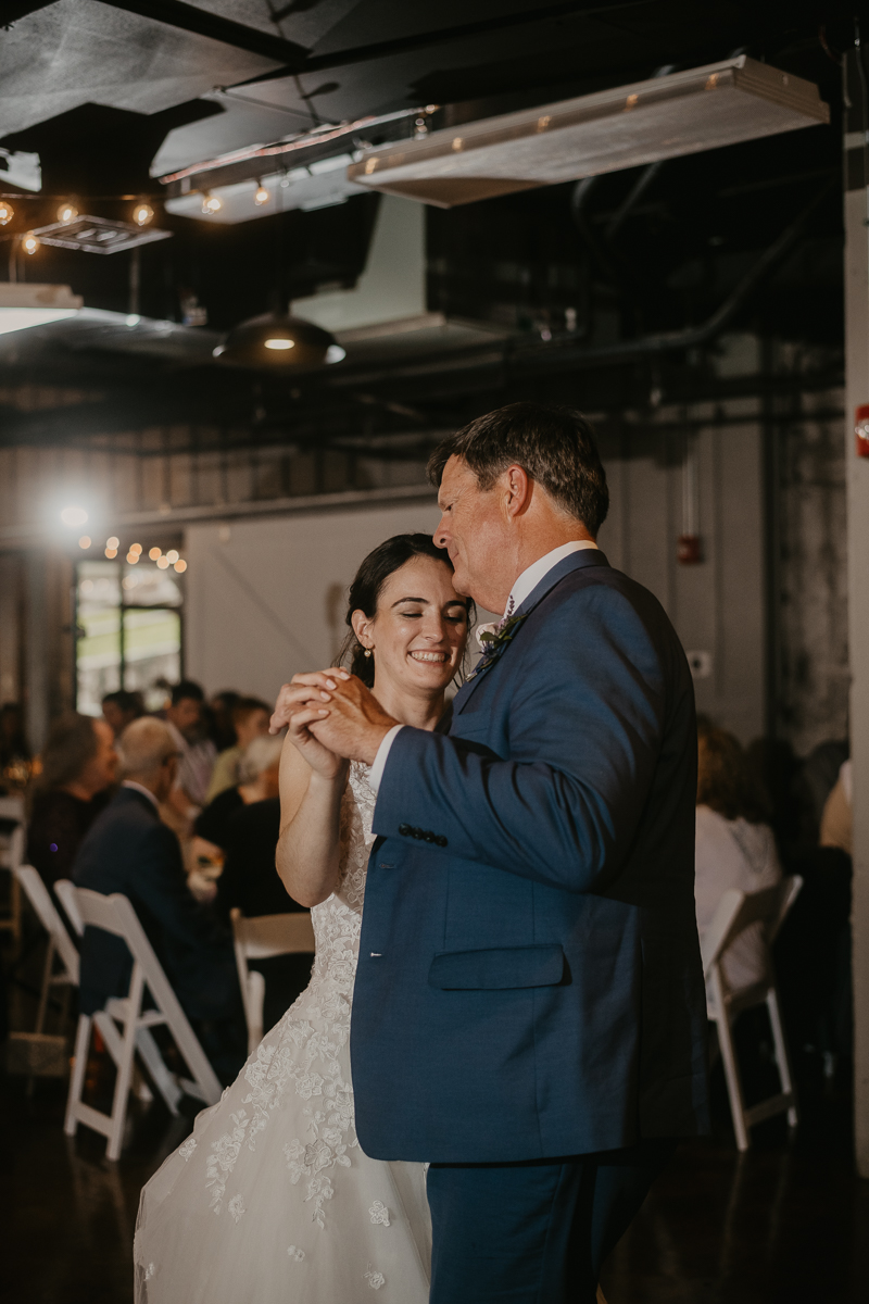 An exciting evening wedding reception by DJ Drew Albins from BMore for the Record at Main Street Ballroom in Ellicott City, Maryland by Britney Clause Photography