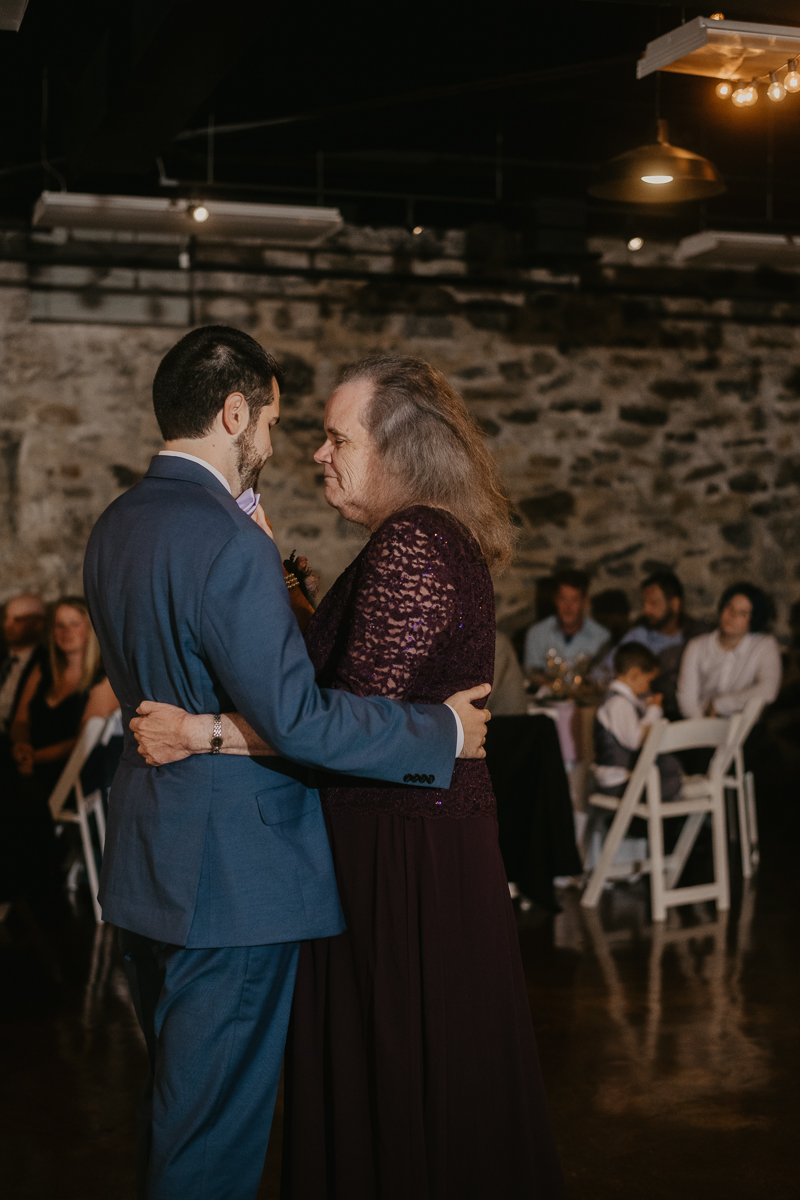 An exciting evening wedding reception by DJ Drew Albins from BMore for the Record at Main Street Ballroom in Ellicott City, Maryland by Britney Clause Photography