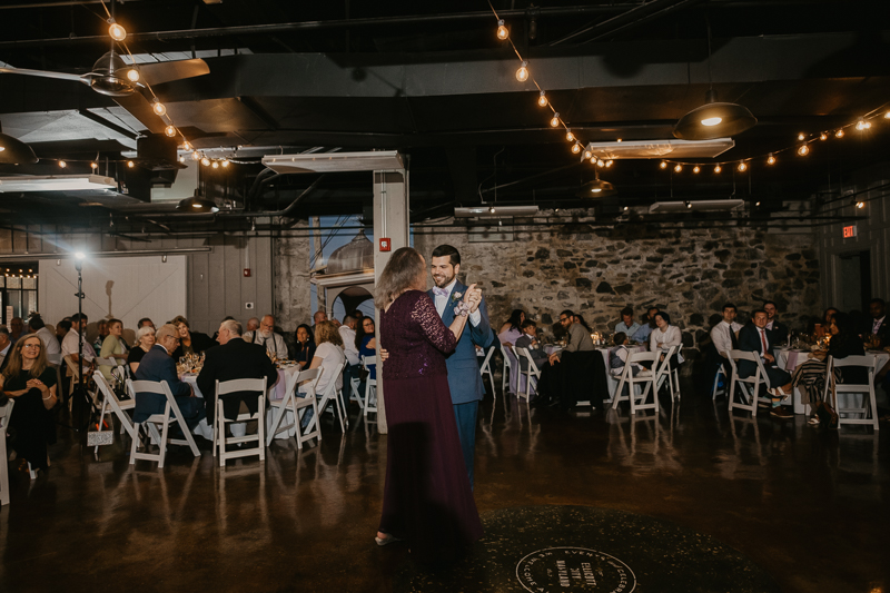 An exciting evening wedding reception by DJ Drew Albins from BMore for the Record at Main Street Ballroom in Ellicott City, Maryland by Britney Clause Photography