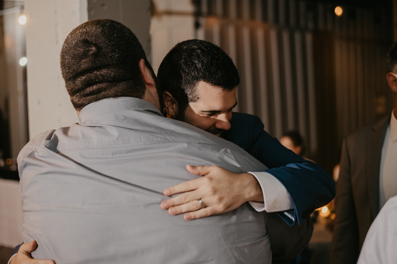 An exciting evening wedding reception by DJ Drew Albins from BMore for the Record at Main Street Ballroom in Ellicott City, Maryland by Britney Clause Photography