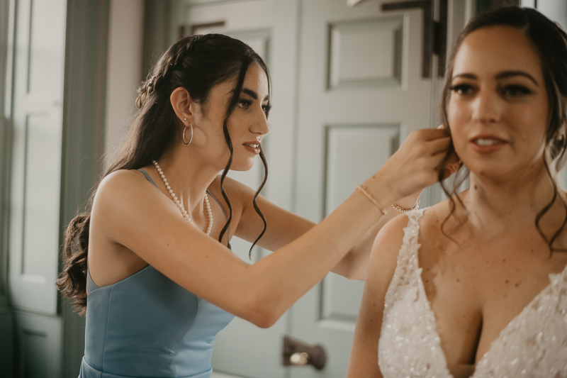 A bride getting ready at Dulany's Overlook in Frederick, Maryland by Britney Clause Photography