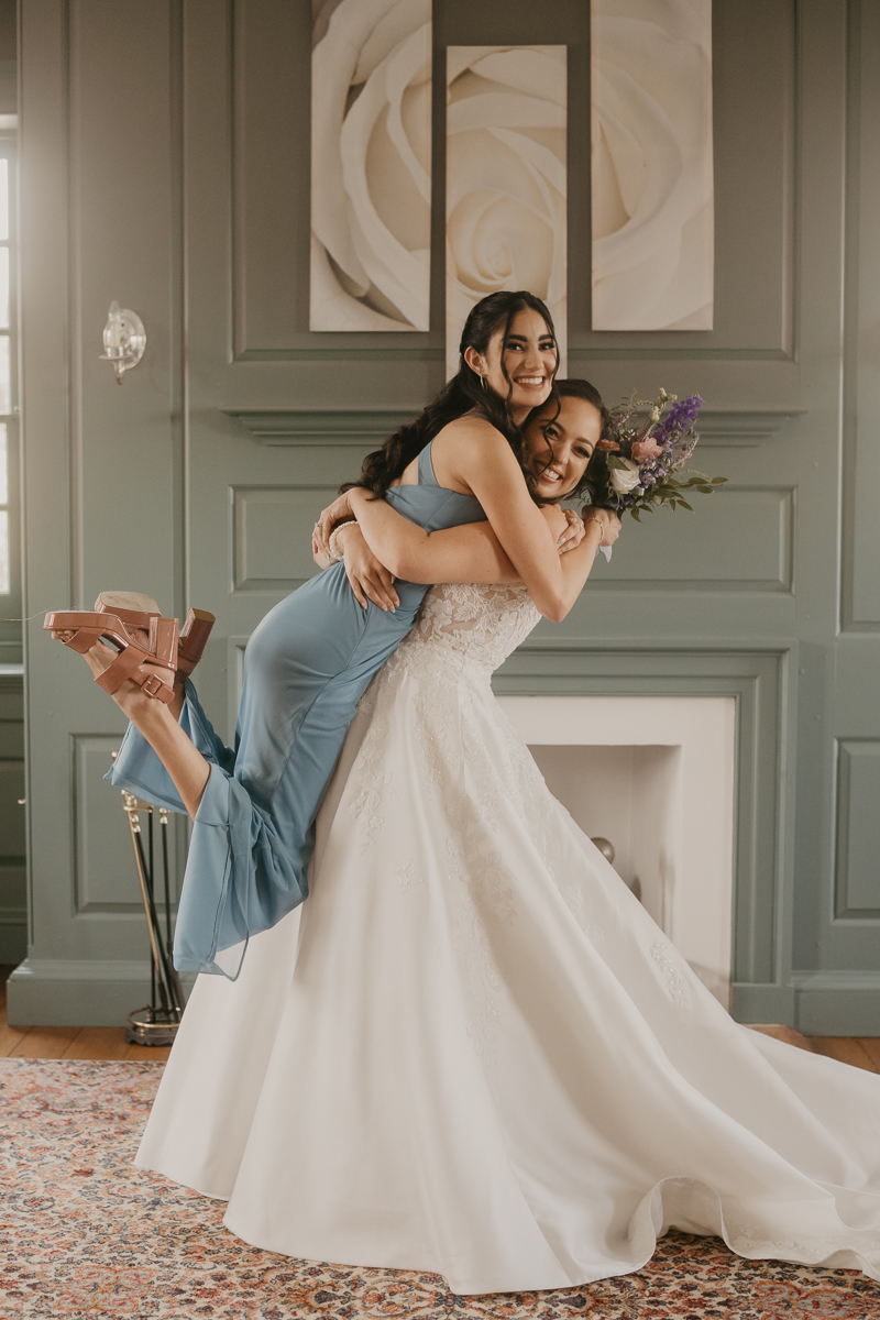 A bride getting ready at Dulany's Overlook in Frederick, Maryland by Britney Clause Photography