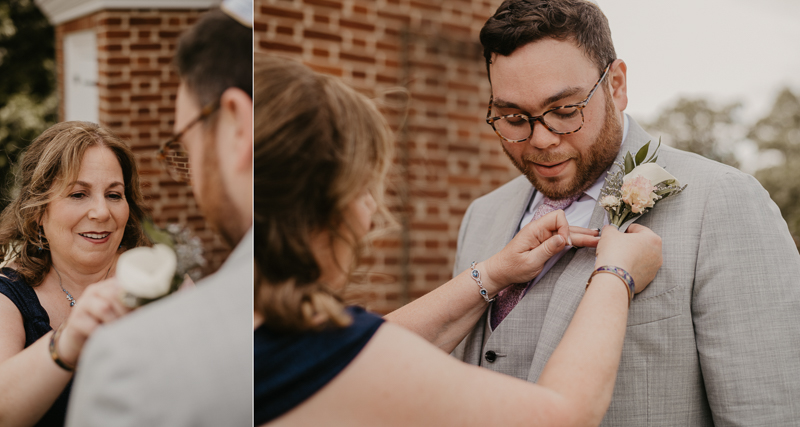 A groom getting ready at Dulany's Overlook in Frederick, Maryland by Britney Clause Photography