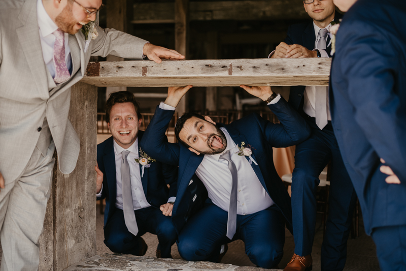 A groom getting ready at Dulany's Overlook in Frederick, Maryland by Britney Clause Photography