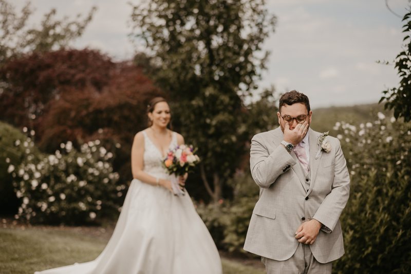 Stunning bride and groom wedding portraits at Dulany's Overlook in Frederick, Maryland by Britney Clause Photography