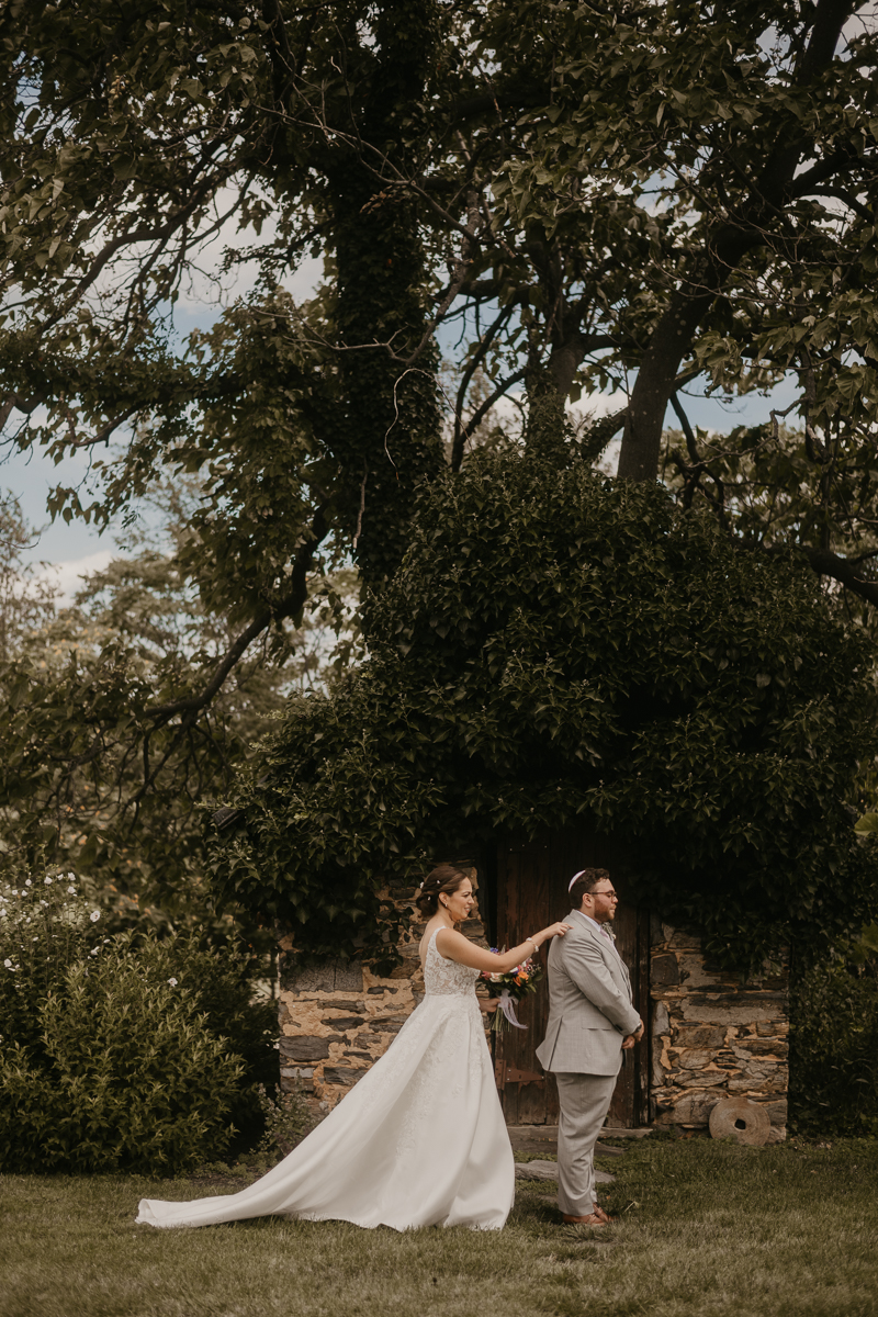 Stunning bride and groom wedding portraits at Dulany's Overlook in Frederick, Maryland by Britney Clause Photography