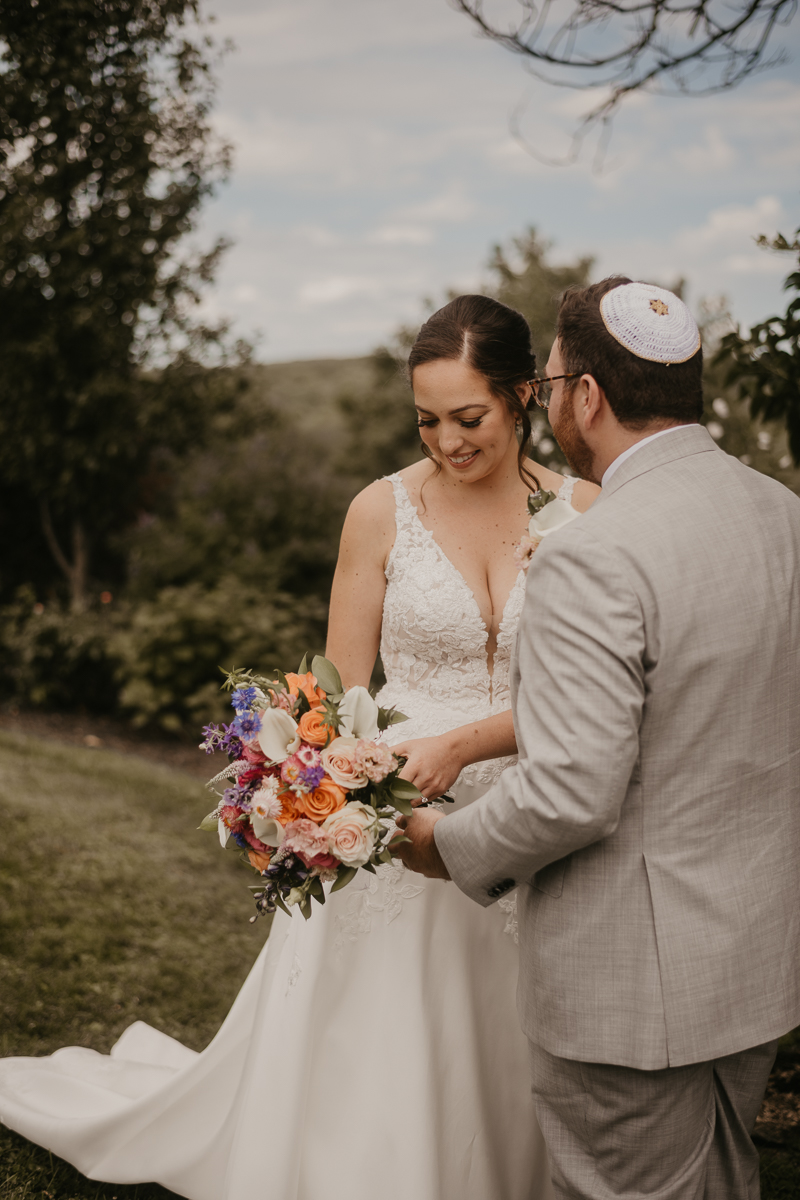 Stunning bride and groom wedding portraits at Dulany's Overlook in Frederick, Maryland by Britney Clause Photography