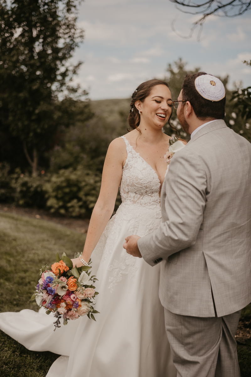 Stunning bride and groom wedding portraits at Dulany's Overlook in Frederick, Maryland by Britney Clause Photography