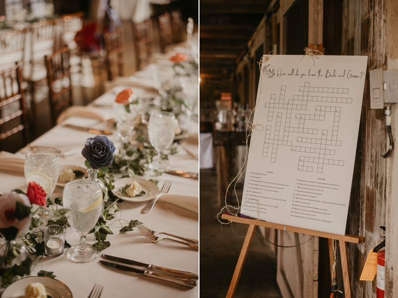 Gorgeous rustic paper flower wedding reception decor at Dulany's Overlook in Frederick, Maryland by Britney Clause Photography