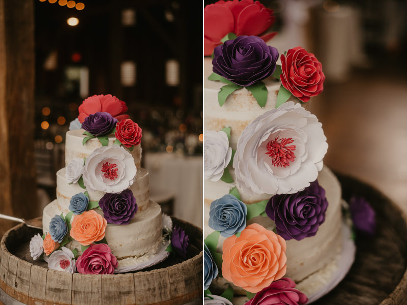 Delicious wedding cake by Strauss Bakery at Dulany's Overlook in Frederick, Maryland by Britney Clause Photography