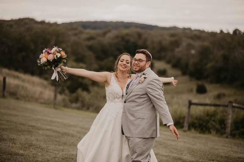 Stunning bride and groom wedding portraits at Dulany's Overlook in Frederick, Maryland by Britney Clause Photography