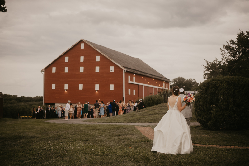 A stunning rustic barn wedding reception at Dulany's Overlook in Frederick, Maryland by Britney Clause Photography