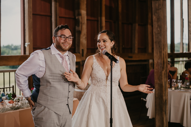 An exciting evening wedding reception by Purnell from Washington Talent at Dulany's Overlook in Frederick, Maryland by Britney Clause Photography