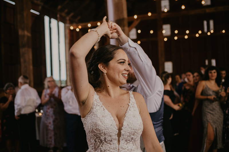 An exciting evening wedding reception by Purnell from Washington Talent at Dulany's Overlook in Frederick, Maryland by Britney Clause Photography