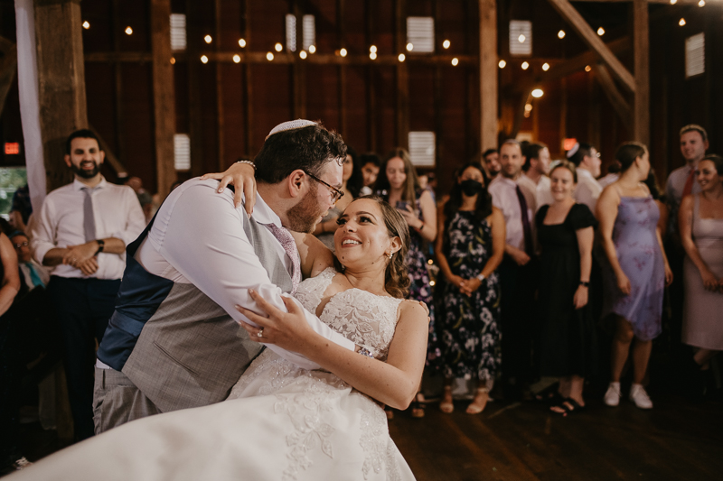 An exciting evening wedding reception by Purnell from Washington Talent at Dulany's Overlook in Frederick, Maryland by Britney Clause Photography