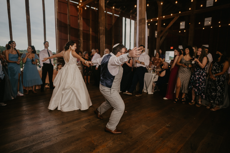 An exciting evening wedding reception by Purnell from Washington Talent at Dulany's Overlook in Frederick, Maryland by Britney Clause Photography