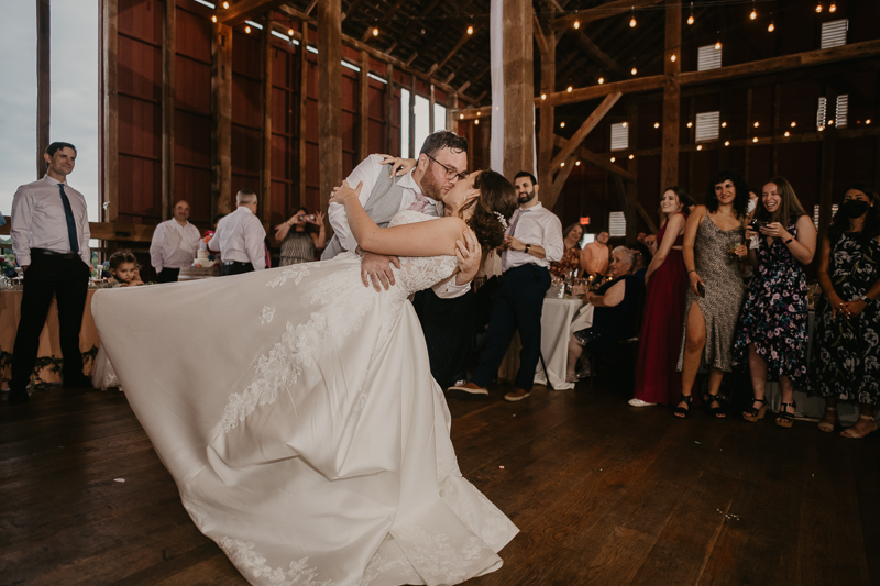 An exciting evening wedding reception by Purnell from Washington Talent at Dulany's Overlook in Frederick, Maryland by Britney Clause Photography