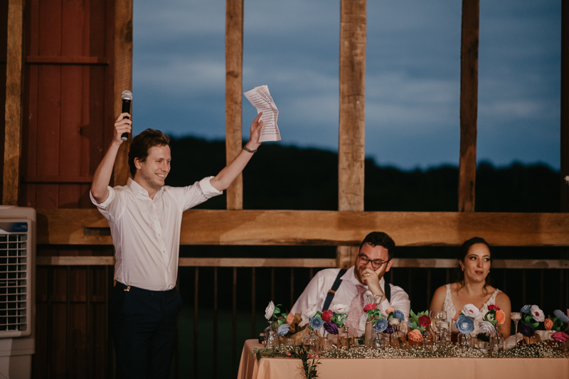 An exciting evening wedding reception by Purnell from Washington Talent at Dulany's Overlook in Frederick, Maryland by Britney Clause Photography