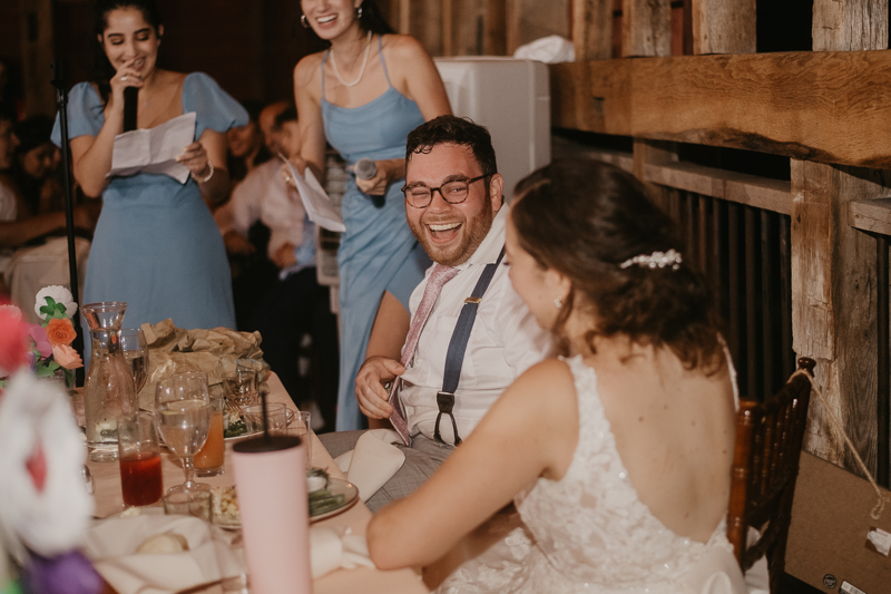 An exciting evening wedding reception by Purnell from Washington Talent at Dulany's Overlook in Frederick, Maryland by Britney Clause Photography