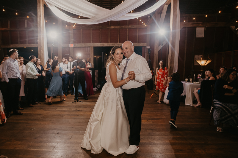 An exciting evening wedding reception by Purnell from Washington Talent at Dulany's Overlook in Frederick, Maryland by Britney Clause Photography