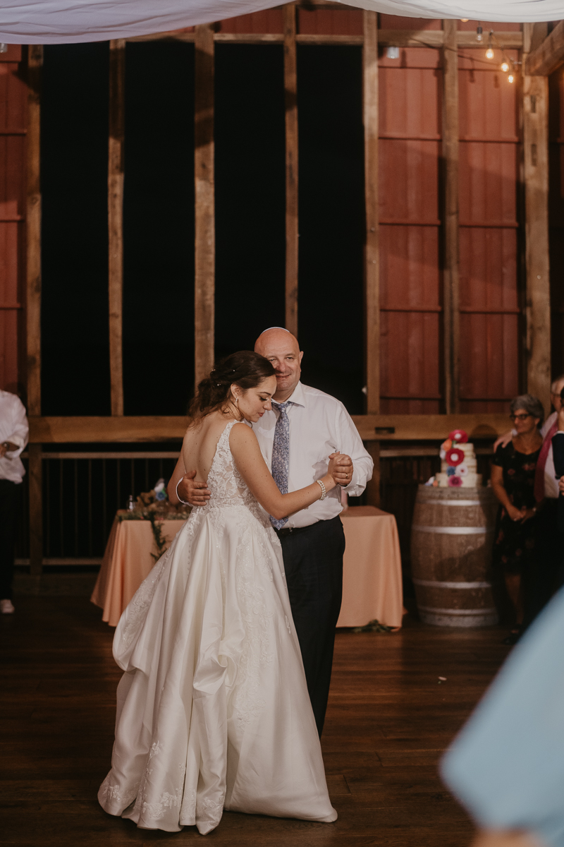 An exciting evening wedding reception by Purnell from Washington Talent at Dulany's Overlook in Frederick, Maryland by Britney Clause Photography