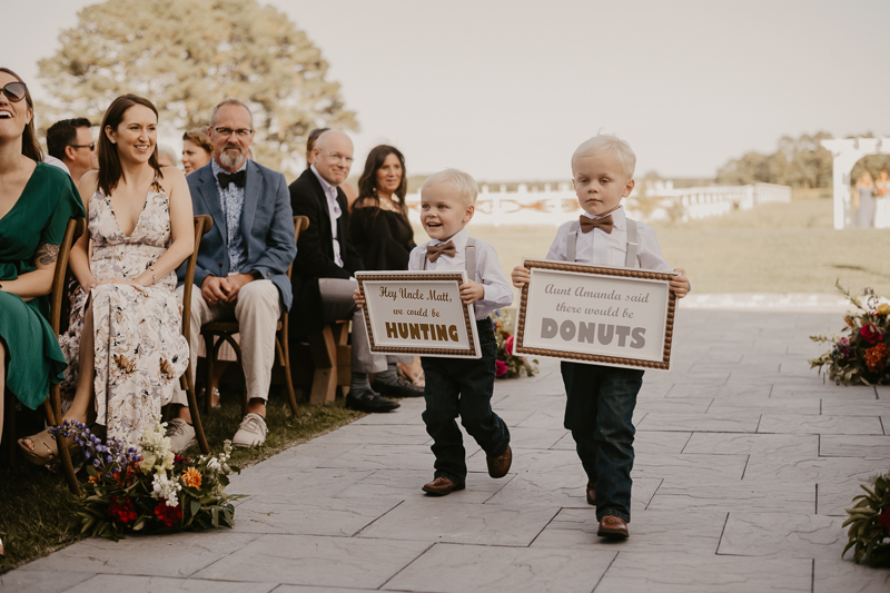 Amazing boho country wedding ceremony at Castle Farm in Snow Hill, Maryland by Britney Clause Photography