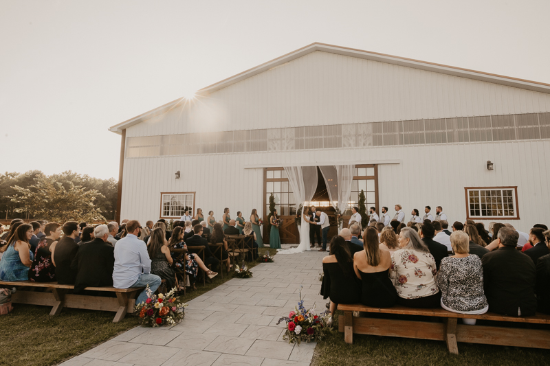 Amazing boho country wedding ceremony at Castle Farm in Snow Hill, Maryland by Britney Clause Photography