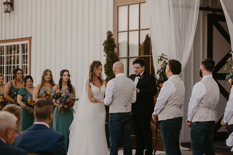 Amazing boho country wedding ceremony at Castle Farm in Snow Hill, Maryland by Britney Clause Photography