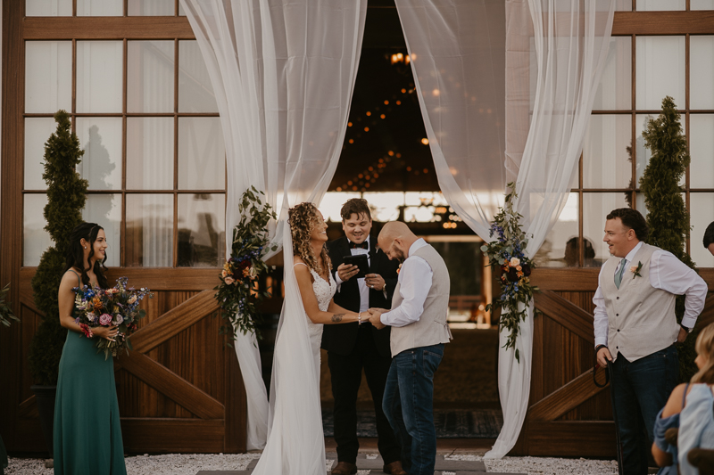 Amazing boho country wedding ceremony at Castle Farm in Snow Hill, Maryland by Britney Clause Photography