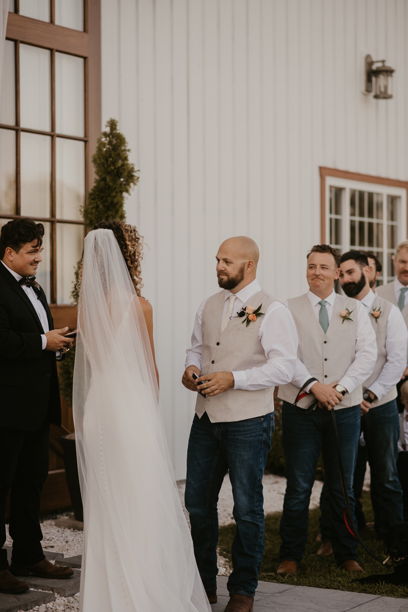 Amazing boho country wedding ceremony at Castle Farm in Snow Hill, Maryland by Britney Clause Photography