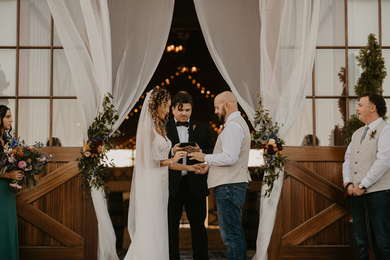 Amazing boho country wedding ceremony at Castle Farm in Snow Hill, Maryland by Britney Clause Photography