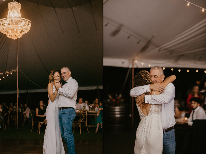 A stunning boho country wedding reception at Castle Farm in Snow Hill, Maryland by Britney Clause Photography