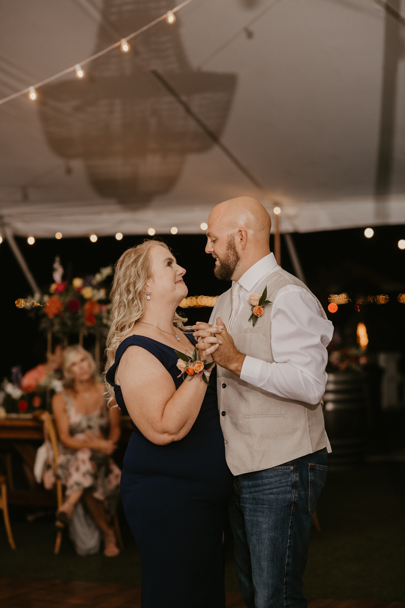 A stunning boho country wedding reception at Castle Farm in Snow Hill, Maryland by Britney Clause Photography