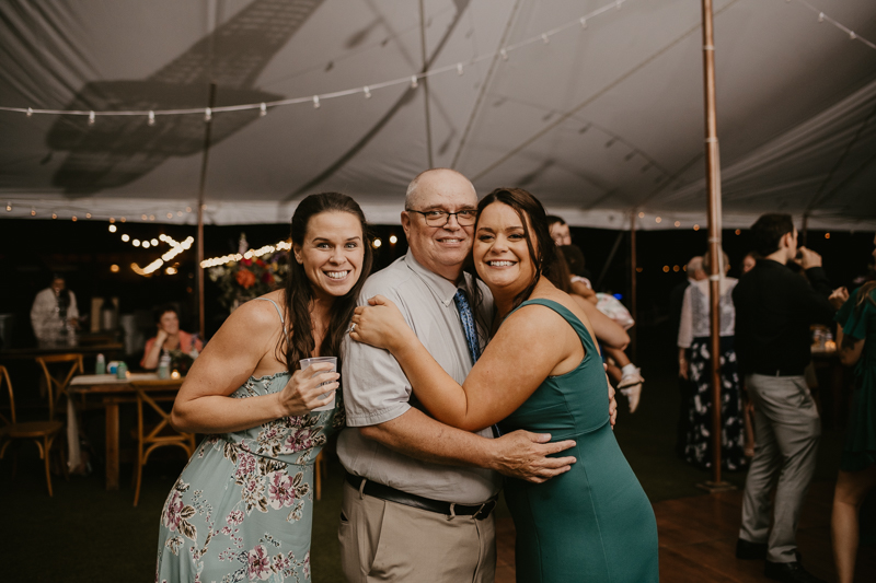 A stunning boho country wedding reception at Castle Farm in Snow Hill, Maryland by Britney Clause Photography