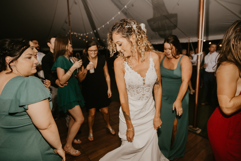 An exciting evening wedding reception by Breaking the Norm at Castle Farm in Snow Hill, Maryland by Britney Clause Photography