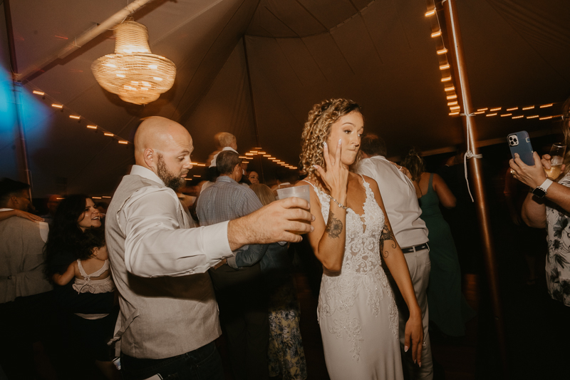 An exciting evening wedding reception by Breaking the Norm at Castle Farm in Snow Hill, Maryland by Britney Clause Photography