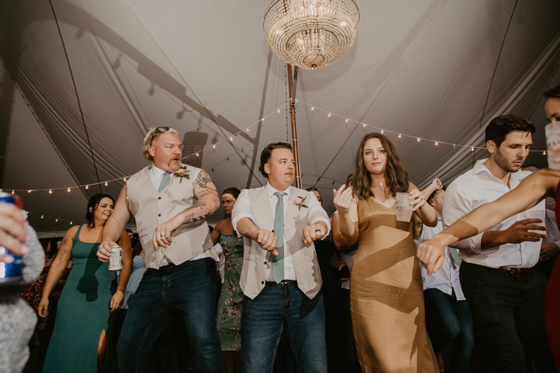 An exciting evening wedding reception by Breaking the Norm at Castle Farm in Snow Hill, Maryland by Britney Clause Photography