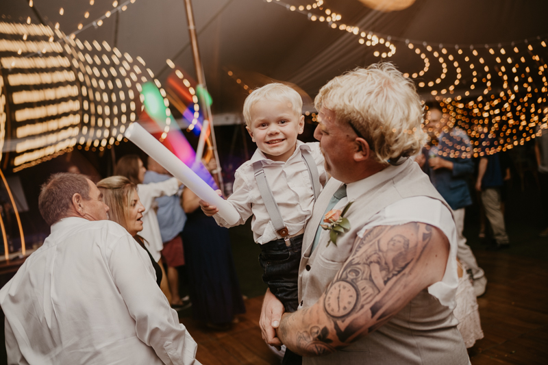 An exciting evening wedding reception by Breaking the Norm at Castle Farm in Snow Hill, Maryland by Britney Clause Photography