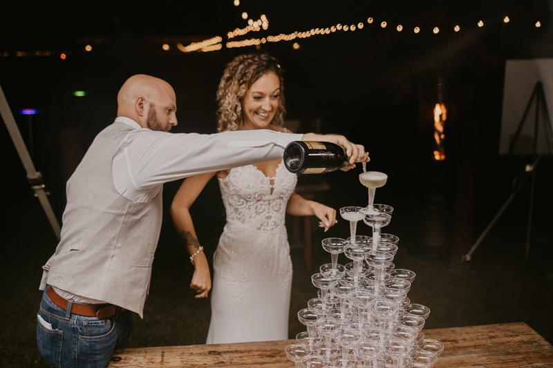 An exciting evening wedding reception by Breaking the Norm at Castle Farm in Snow Hill, Maryland by Britney Clause Photography