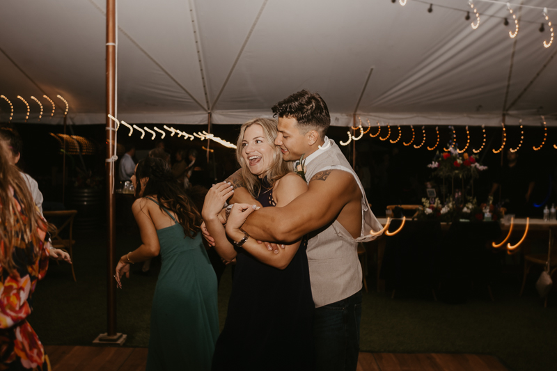 An exciting evening wedding reception by Breaking the Norm at Castle Farm in Snow Hill, Maryland by Britney Clause Photography