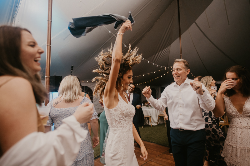 An exciting evening wedding reception by Breaking the Norm at Castle Farm in Snow Hill, Maryland by Britney Clause Photography