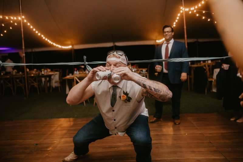 An exciting evening wedding reception by Breaking the Norm at Castle Farm in Snow Hill, Maryland by Britney Clause Photography