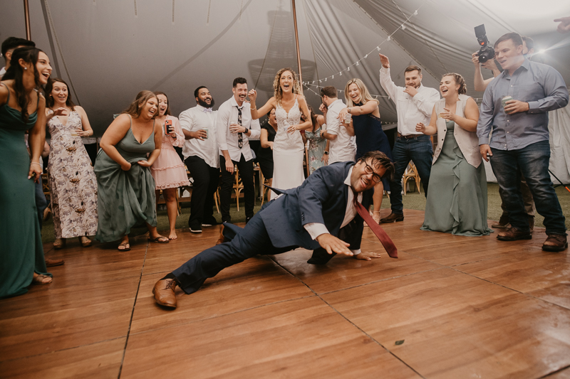 An exciting evening wedding reception by Breaking the Norm at Castle Farm in Snow Hill, Maryland by Britney Clause Photography